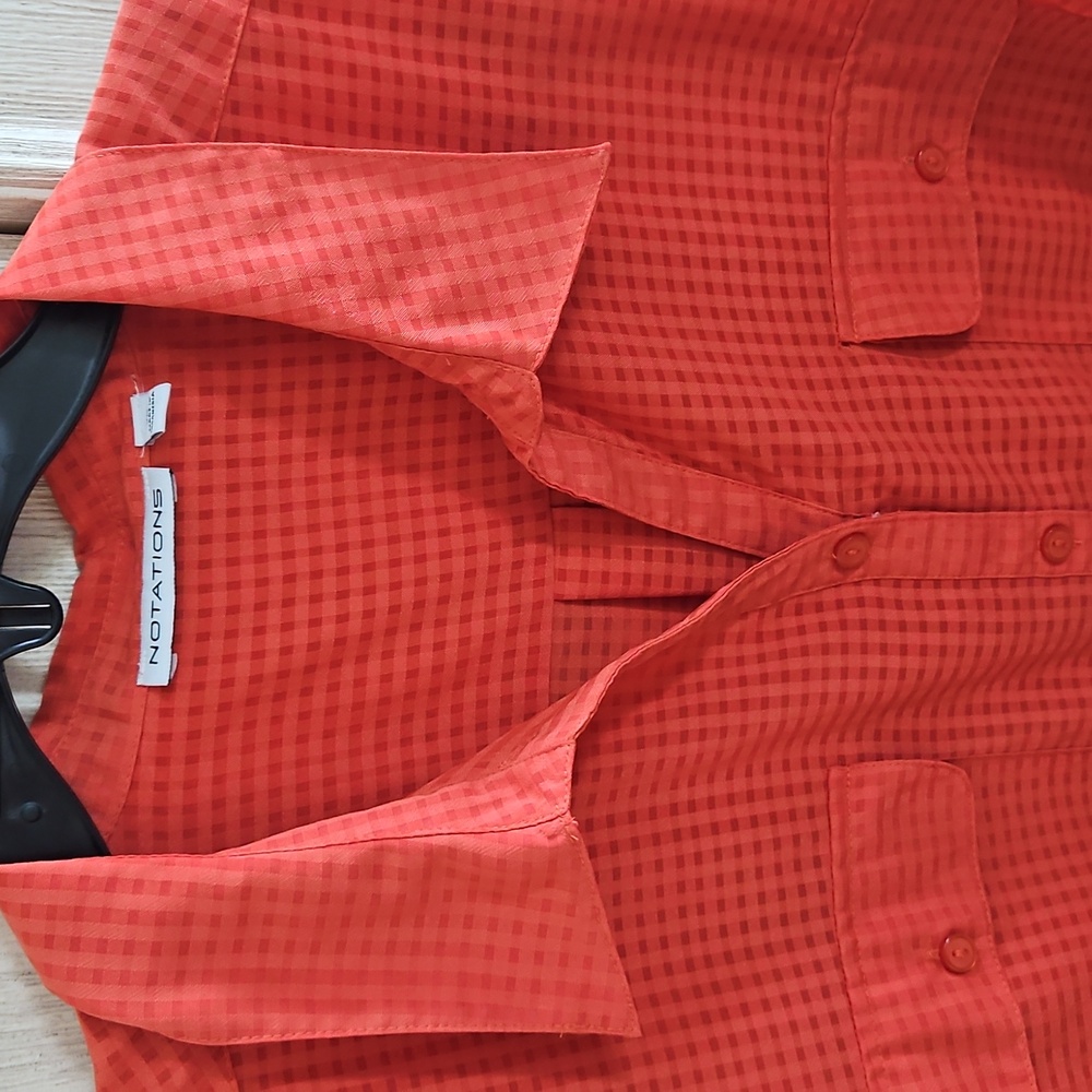 Notations Vibrant Orange Button Down Blouse - image 3